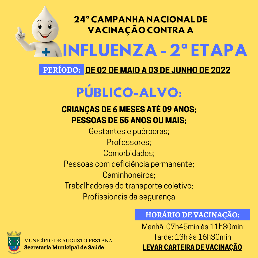 O público-alvo da Campanha de Vacinação contra a Gripe ampliou.