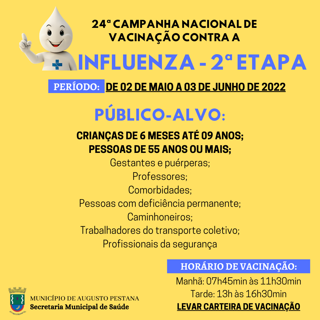 ​O público-alvo da Campanha de Vacinação contra a Gripe ampliou.