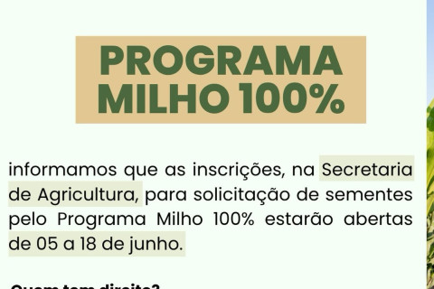 Prefeitura de Augusto Pestana abre inscrições para programa milho 100%