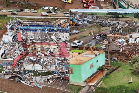 Tornado destruiu 80% de cidade do Paraná